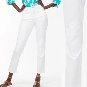 Chico’s So Slimming Girlfriend Slim Leg Jeans With Palm Tree Embroidery